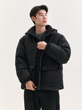Men's Vintage Letter Jacquard Puffer Jacket